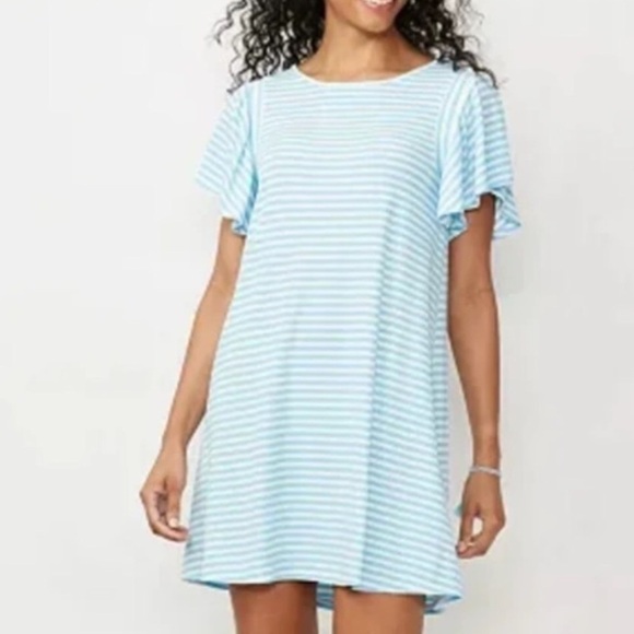 LC Lauren Conrad Dresses & Skirts - LC Lauren Conrad Women Plus XXL Blue/White Striped Short Sleeve Shift Dress